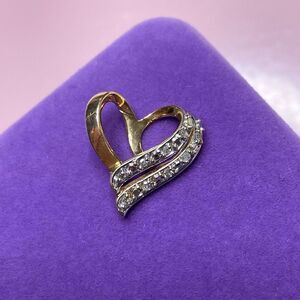 💛 Vintage 14k Yellow & White Gold Diamond Heart Pendant